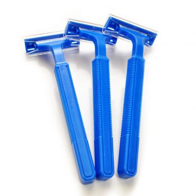 Blue Disposable Razors Isolated Over White Blue Disposable Razors Isolated Over White